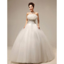 Inexpensive Ball Gown Floor Length Wedding Dresses with 3D Flowers