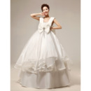 Classic Empire V-Neck Floor Length Satin Ball Gown Wedding Dresses