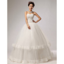 Elegant Floral Ball Gown Sweetheart Floor Length Organza Wedding Dresses