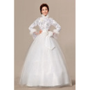 Long Sleeves High-Neck Ball Gown Floor Length Satin Wedding Dresses