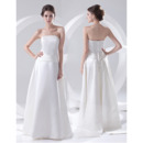 Custom Vintage A-Line Strapless Floor Length Satin Wedding Dresses