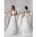 Discount Elegant A-Line Sweep Train Satin Tulle Wedding Dresses