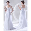 Affordable Vintage Empire Scoop Sweep Train Chiffon Wedding Dresses