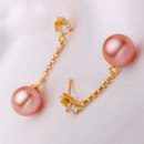 Discount Pink/ White 8 - 9mm Freshwater Round Pearl Earring Set