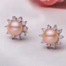 Inexpensive Purple/ Pink/ White 7.5 - 8.5mm Freshwater Pearl Earring Set