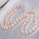 White/ Pink/ Purple 6.5 - 7.5mm Freshwater Off-Round Pearl Necklace