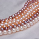 White/ Pink/ Purple 6.5 - 7.5mm Freshwater Off-Round Pearl Necklace