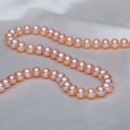 White/ Pink/ Purple 7.5 - 8.5mm Freshwater Off-Round Pearl Necklace