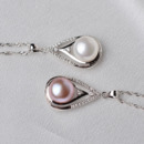 White/ Purple 10.5 - 11.5mm Off-Round Freshwater Natural Pearl Pendants