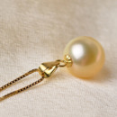 Gorgeous Golden Round 10-12mm Freshwater Natural Pearl Pendants
