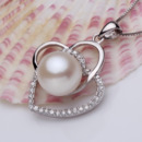 Elegant White Round 10.5-11mm Freshwater Natural Pearl Pendants