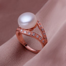 Pink/ White 10 - 11mm Freshwater Off-Round Bridal Pearl Ring