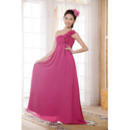 Custom One Shoulder Empire Chiffono Floor Length Bridesmaid Dresses