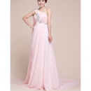 Custom One Shoulder Empire Chiffon Floor Length Evening/ Prom Dresses