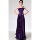 Custom One Shoulder Satin Sheath Floor Length Evening/ Prom Dresses