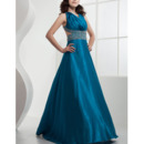 Sexy Formal Satin A-Line Floor Length V-Neck Evening/ Prom Dresses