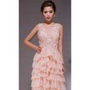 Sexy Tiered Skirt V-Neck Chiffon Sheath Sweep Train Evening Dresses