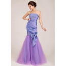 Affordable Mermaid Strapless Floor Length Satin Evening Dresses