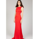 Affordable Backless Sheath Sweep Train Chiffon Evening Dresses