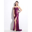 Sexy Satin Sheath Sweetheart Sweep Train Evening Dresses for Prom