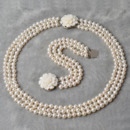 White Off-Round Pearl Bracelet Necklace Earrings Pendant and Ring Set