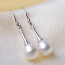 Elegant White 8-9mm Off-Round Freshwater Natural Pearl Earring Set