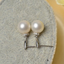 Cute White 8.5-9mm Round Freshwater Natural Pearl Earring Set
