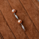 Elegant Pink Round Freshwater Natural Pearl Earring Set