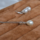 White Drop 8.5-9mm Freshwater Natural Pearl Earring Set and Pendant