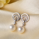 Fashionable White Round 8.5-9mm Freshwater Natural Pearl Earring Set