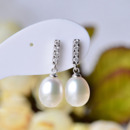 Inexpensive White/ Pink Round/ Drop Freshwater Natural Pearl Earring Set