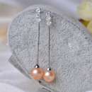 Inexpensive Pink/ White Round/ Drop Freshwater Natural Pearl Earring Set