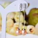 Inexpensive Pink/ White Round/ Drop Freshwater Natural Pearl Earring Set