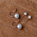 Cute Golden/ Silver Off-Round Freshwater Natural Pearl Earring Set