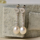 Inexpensive White Drop 7-8mm Freshwater Natural Pearl Earring Set