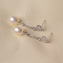 Inexpensive White Drop 7-8mm Freshwater Natural Pearl Earring Set