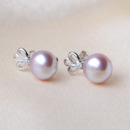White/ Purple/ Pink Off-Round Freshwater Natural Pearl Earring Set