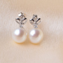 White/ Purple/ Pink Off-Round Freshwater Natural Pearl Earring Set