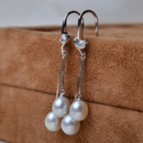 Elegant White Drop 7.5-8mm Freshwater Natural Pearl Earring Set