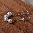 Elegant White Drop 7.5-8mm Freshwater Natural Pearl Earring Set