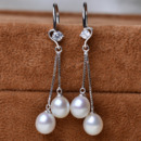 Elegant White Drop 7.5-8mm Freshwater Natural Pearl Earring Set