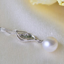 White 8-11mm Round Freshwater Natural Pearl Earring and Pendant Set