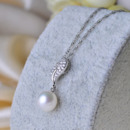 White 8-11mm Round Freshwater Natural Pearl Earring and Pendant Set