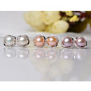 Pink/ Purple/ White Off-Round Freshwater Natural Pearl Earring Set