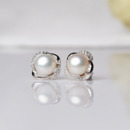 Pink/ Purple/ White Off-Round Freshwater Natural Pearl Earring Set