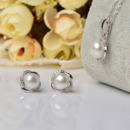 Pink/ Purple/ White Off-Round Freshwater Natural Pearl Earring Set