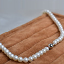 Inexpensive Classic White 6.5 - 7.5mm Freshwater Round Pearl Necklaces