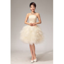 Informal Bubble Skirt Strapless Organza Short Beach Wedding Dresses