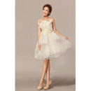 Chic A-Line Strapless Organza Knee Length Beach Wedding Dresses