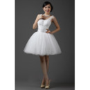 Discount Straps Ball Gown Organza Short Reception Wedding Dresses